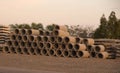 The pile of concrete pipes
