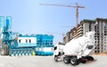 Concrete plant and A Cement Delivery Lorry at construction site