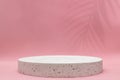 Concrete podium on pink background for product presentation.