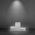 Concrete podium with spot lighting interior