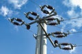 Concrete pole with high voltage powerline branch