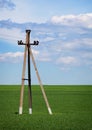 Concrete pole - power lines in the field