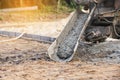 Concrete pouring during commercial concreting floors of building Royalty Free Stock Photo