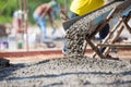 Concrete pouring during commercial concreting floors of building Royalty Free Stock Photo