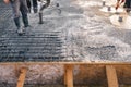 Concrete pouring during concreting floors of buildings in construction Royalty Free Stock Photo