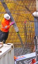 Concrete pouring in the construction of a block of flats in Barcelona