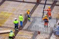 Concrete pouring on the construction site.