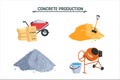 Concrete production concept, vector icons