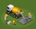 Concrete Production Isometric Composition