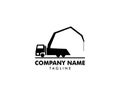 Concrete pump truck silhouettes logo icon