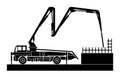 Concrete pump truck at work - flat icon Royalty Free Stock Photo