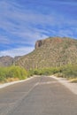 Concrete road with a mountain view at Sabino Canyon State Park in Tucson, Arizona Royalty Free Stock Photo