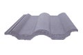 Concrete roof tile (gray color) on white