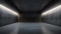 Concrete room background, minimalist design of dark gray garage or warehouse with led light, grungy interior of modern underground