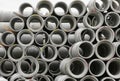 Concrete round pipes stacked