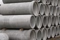 Concrete round pipes stacked