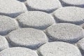 Concrete self locking flooring blocks in hexagonal in shape - used in construction industry to create permeable floors