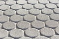 Concrete self locking flooring blocks in hexagonal in shape - used in construction industry to create permeable floors