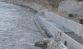 concrete shoring on the river bank Royalty Free Stock Photo