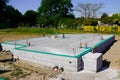 Concrete slab framework of residential house under construction Royalty Free Stock Photo