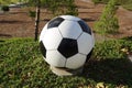Concrete soccer ball for public sports park landscaping.