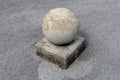 Concrete sphere on rectangle foundation parking security barrier