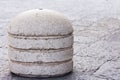 Concrete spheres prohibiting parking barrier on the street in Catania, Sicily, Italy Royalty Free Stock Photo