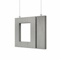 Concrete Square Frame Hanging by Wires on White Background image photo Royalty Free Stock Photo