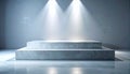 Concrete Stage With Spotlight Lighting Dramatic Atmosphere And Reflections Royalty Free Stock Photo