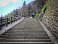 Concrete stair at the Shinto temple in Japan