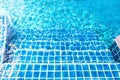 Concrete stair in swimming pool with blue ripped water wave Royalty Free Stock Photo