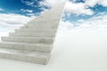 Concrete staircase going straight to the sky. The concept of a career ladder, promotion at work, the path to the goal. Mixed