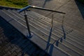 concrete staircase with stainless steel polished tubular railing. Royalty Free Stock Photo