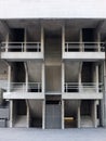 concrete staircases and walkways in an old brutalist type building Royalty Free Stock Photo