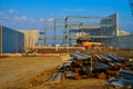 Concrete and steel frame commercial building under construction. Royalty Free Stock Photo