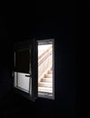 Concrete Steps Through A Bedroom Window In A Bleak Apartment Blo Royalty Free Stock Photo