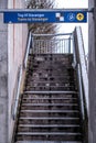 Concrete Steps Leading To Downtown Sandnes Railway Station With Trains To Stavanger