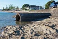 concrete stormwater pipe at beach Royalty Free Stock Photo