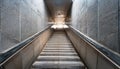 concrete strairway leading out of an underground station, AI generated Royalty Free Stock Photo