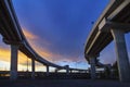 Concrete structure of express way against beautiful dusky sky us