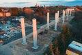 Concrete supports for the new bridge during construction from above