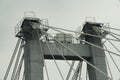 Concrete suspension bridge supports with multiple ropes. Royalty Free Stock Photo