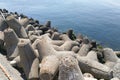 Concrete tetrapod at coast line to prevent erosion and protection Royalty Free Stock Photo