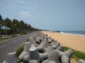 Concrete tetrapods, Pozhikkara beach, Kollam district, Kerala, seascape view