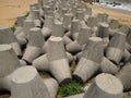 Concrete tetrapods, Pozhikkara beach, Kollam district, Kerala, seascape view