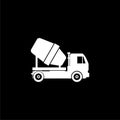 Concrete truck icon, cement mixer isolated on black background Royalty Free Stock Photo