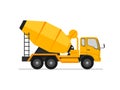 Concrete truck icon. Mixer cement truck side view in flat style design. industry equipment machine. Construction machinery for pou