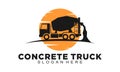 Concrete truck and sunset illustration vector logo Royalty Free Stock Photo