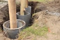 Concrete tube fundament with wood column