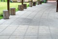 Concrete walk way under wooden Lath roof Royalty Free Stock Photo